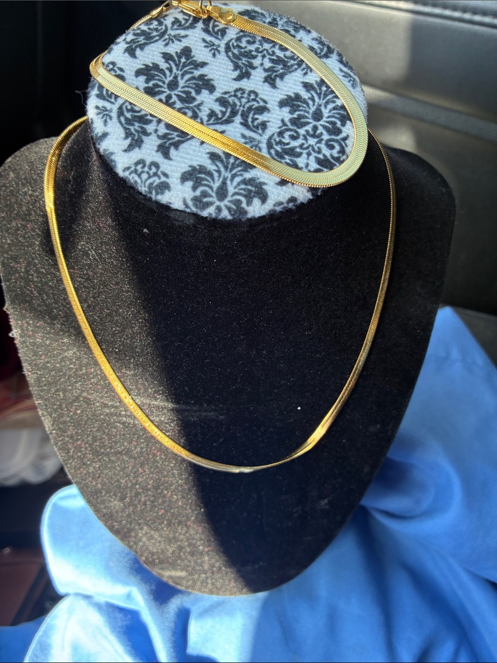 Classic Gold Herringbone Necklace for Women and bracelet